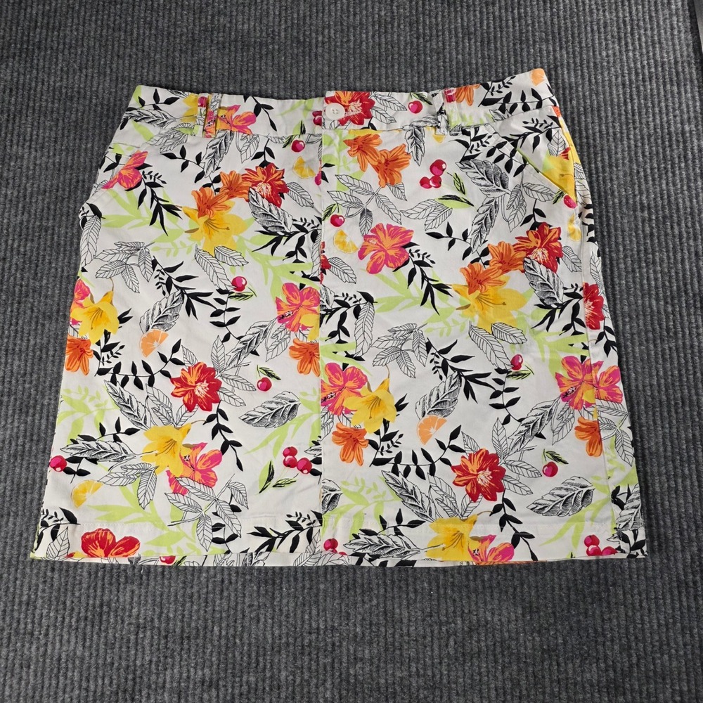 Christopher Banks Tropical‎ Floral Skort Womens 10 White Orange Pink Summer Mini